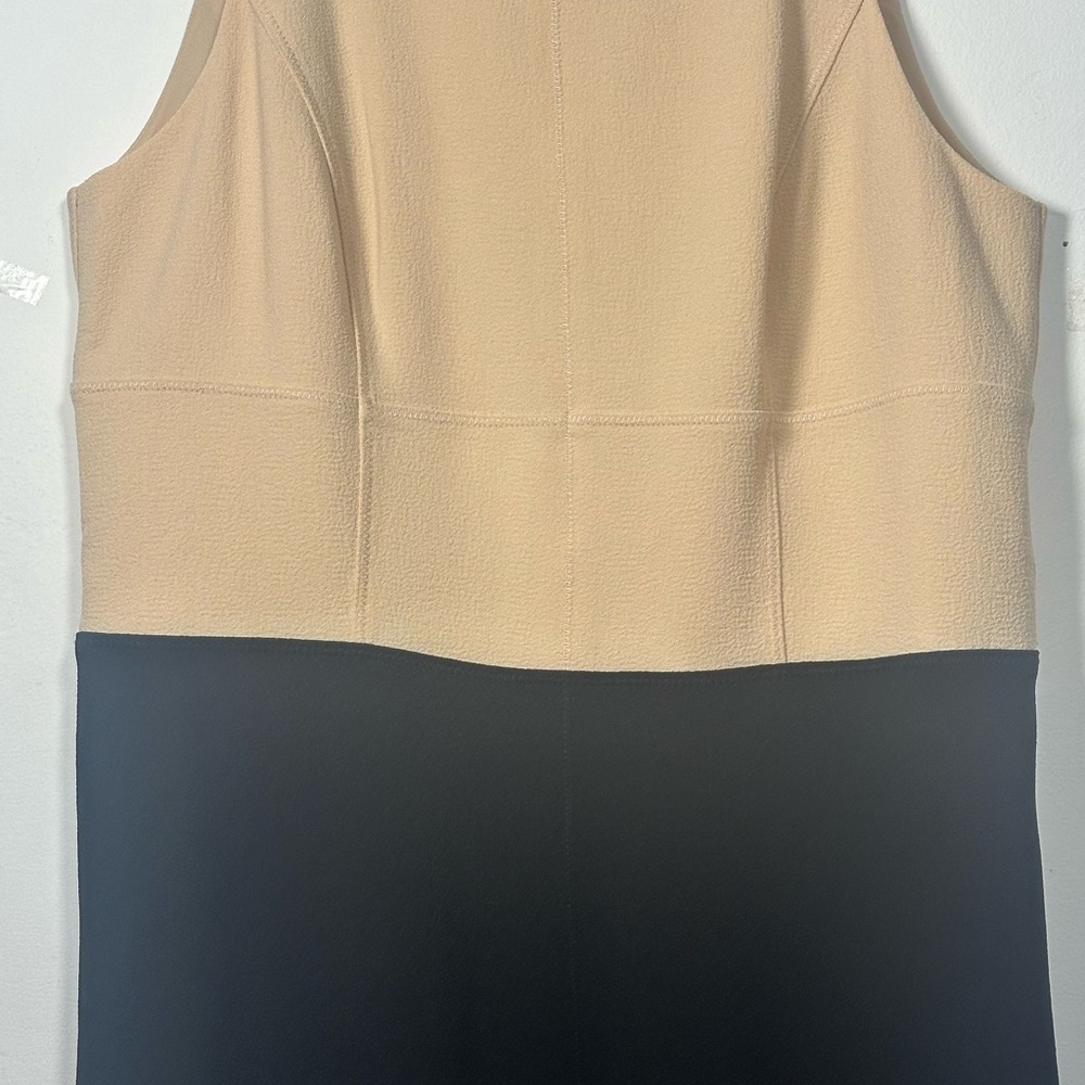 Ann Taylor ColorBlock Dress Sleeveless Beige Black Sheath Style Two Tone size 4 - Picture 3 of 9